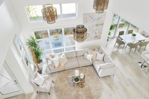 living room in Plan 2 at The QUE by Woodbridge Pacific Group