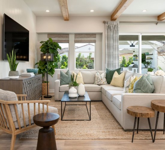 living room in the Savannah plan at Allevare by Toll Brothers