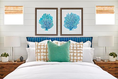 white shiplap in bedroom by Chameleon Design