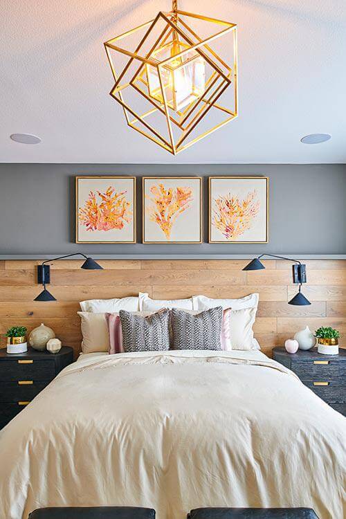 wood plank paneling in bedroom by Chameleon Design