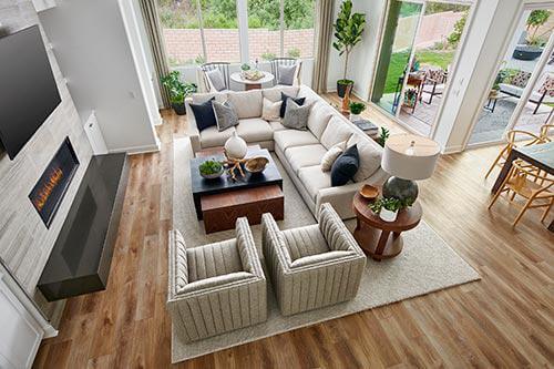 set of neutral armchairs in living room by Chameleon Design