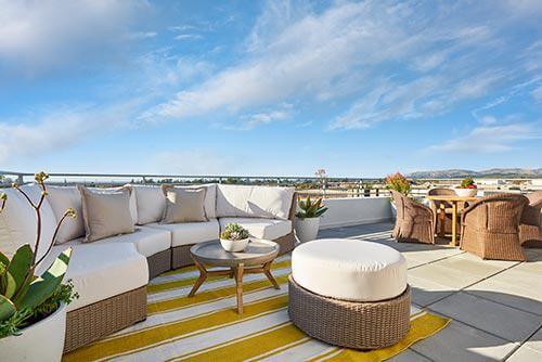 curved furniture in open outdoor space by Chameleon Design