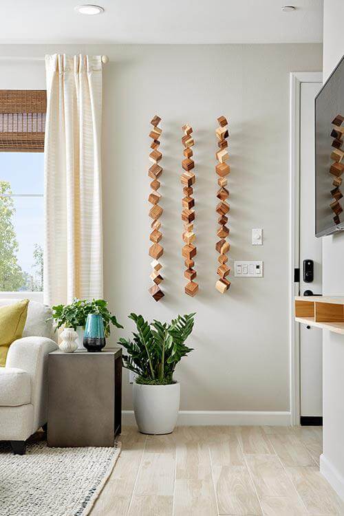wood squares wall decor by Chameleon Design