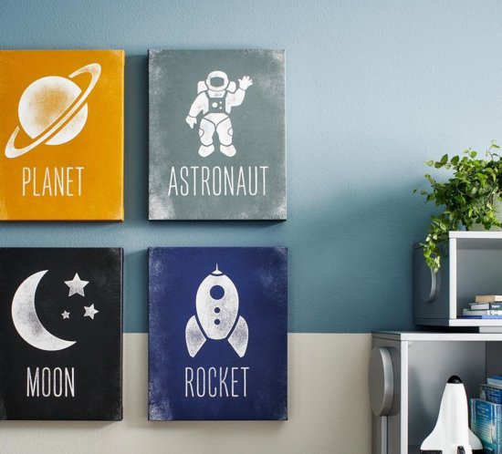 spaced them wall art in kid’s bedroom by Chameleon Design