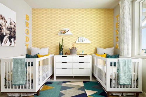 yellow and blue nursery by Chameleon Design