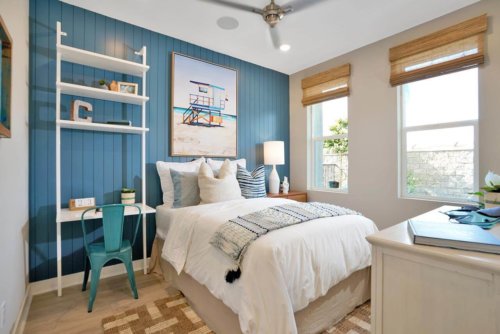 classic blue and white beach kid’s bedroom by Chameleon Design