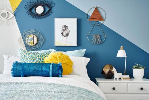 geometric shapes on bedroom wall by Chameleon Design