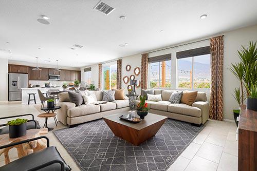 great room at Rancho Palma Plan 6 in San Bernardino, California