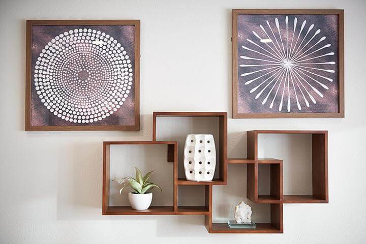 framed wooden wall art and accent decor in Residence Two at Celedon