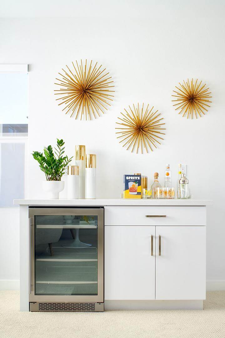 home bar with gold accents