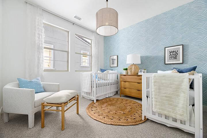 blue baby room with natural elements