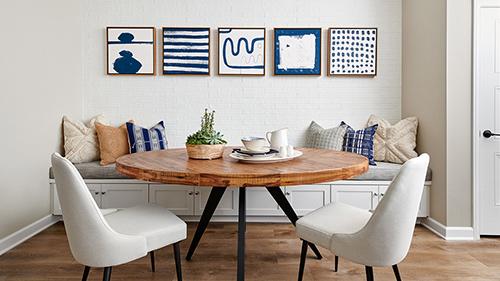 breakfast nook with bench and circular table