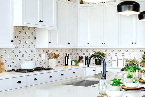 kitchen with patterned tile