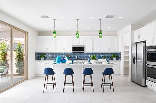 modern kitchen with blue details