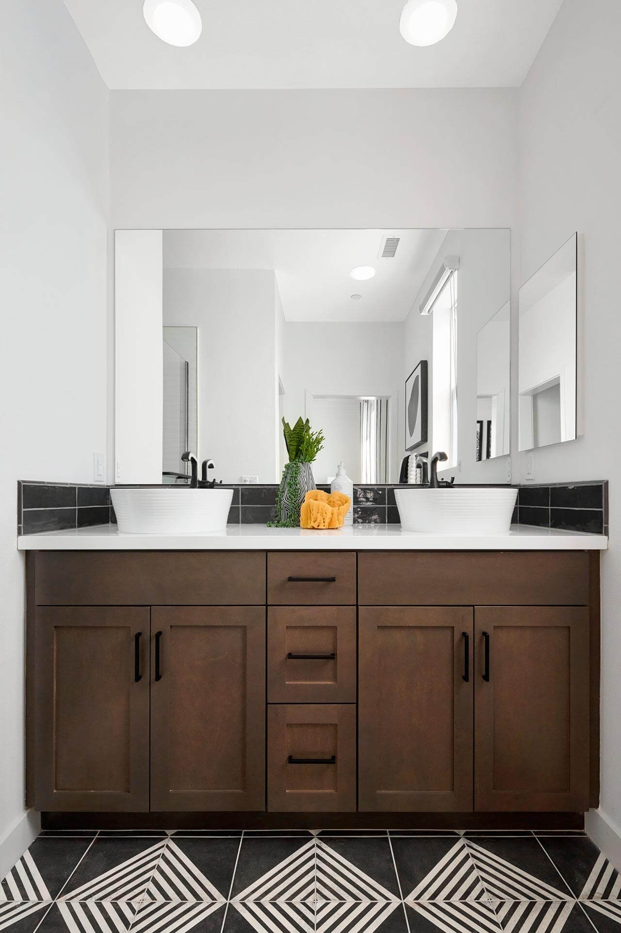 modern bathroom vanity with two sinks