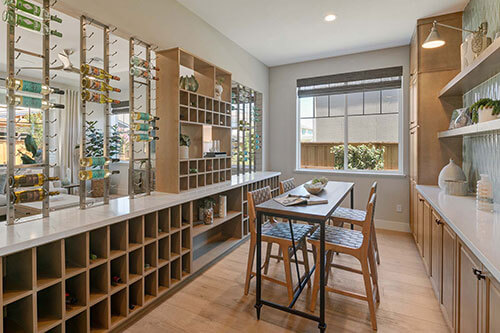 wine storage room with wooden accents